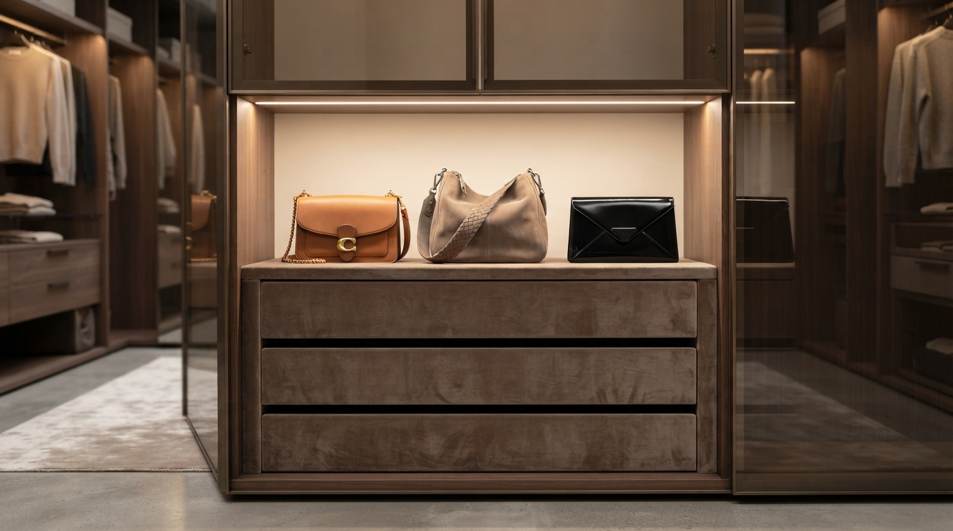 Caramel Leather Flap Shoulder Bag & Pleated White Shorts